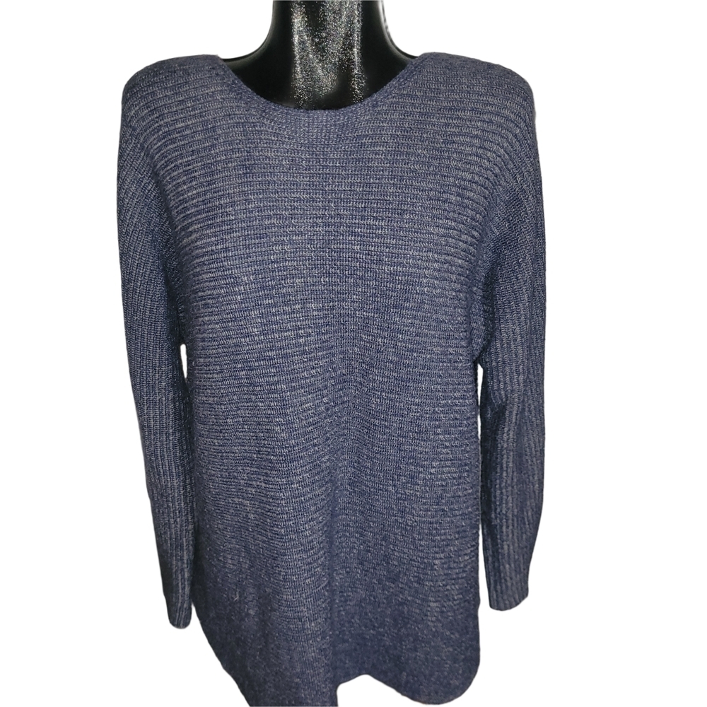 Jana Angora Blend Blue Knit Dolman Sleeve Sweater Size XL